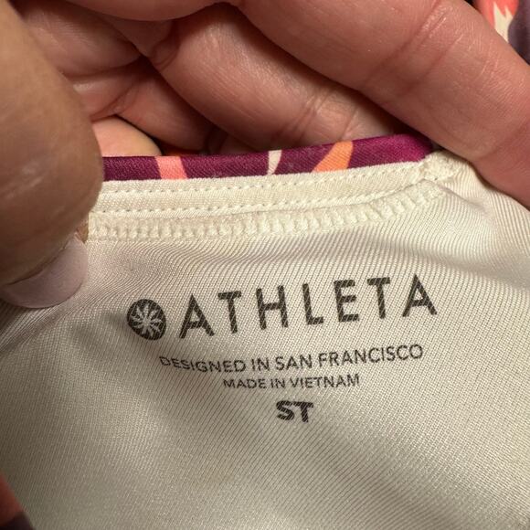 Athleta Womens Purple Floral Lace Up Tankini Swim Suit Top Size Small Tall ST - Picture 5 of 7